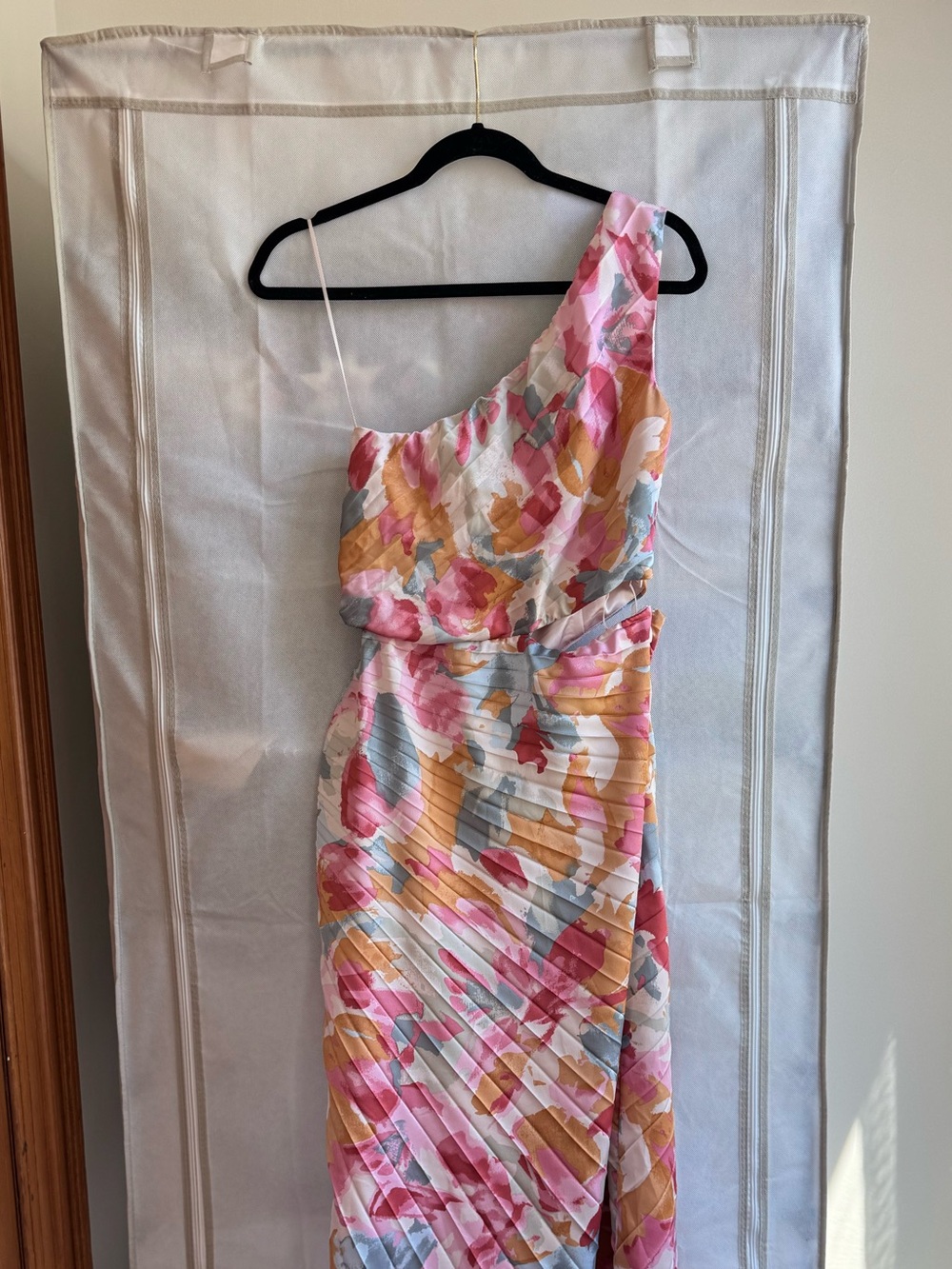 Abercrombie & Fitch One-Shoulder Floral Maxi Dress in Pink, Coral & Yellow